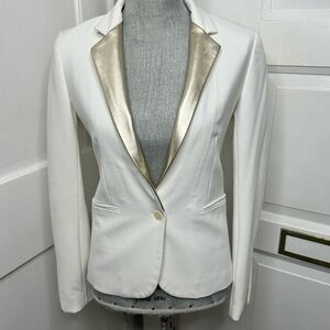 Maje Womens Size 36 Cream and Gold Metallic Blazer